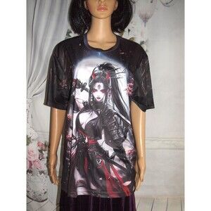 Dark Samurai Warrior Girl T Shirt Anime Japanese Manga Cosplay Full Coverage XL